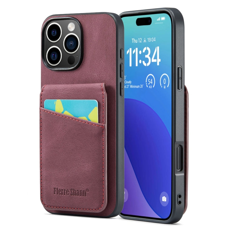 Fierre Shann Crazy Horse Card Holder Back Cover PU Phone Case
