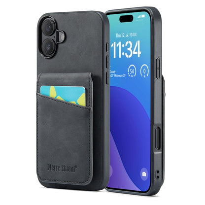 Fierre Shann Crazy Horse Card Holder Back Cover PU Phone Case