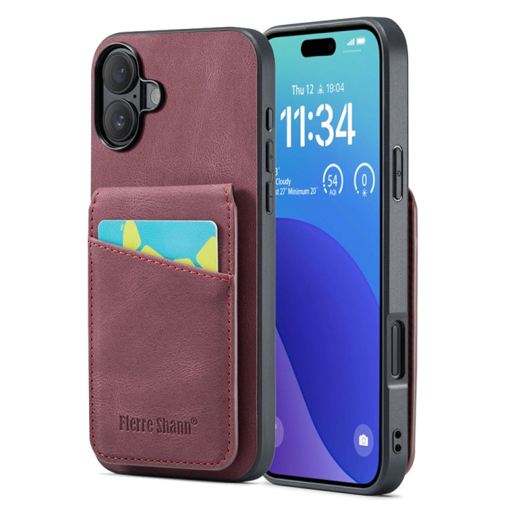 Fierre Shann Crazy Horse Card Holder Back Cover PU Phone Case