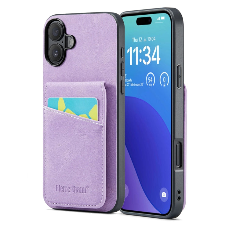Fierre Shann Crazy Horse Card Holder Back Cover PU Phone Case
