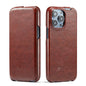 Fierre Shann Oil Wax Texture Vertical Flip PU Phone Case