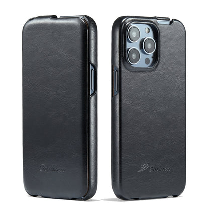 Fierre Shann Oil Wax Texture Vertical Flip PU Phone Case