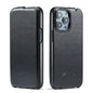 Fierre Shann Oil Wax Texture Vertical Flip PU Phone Case