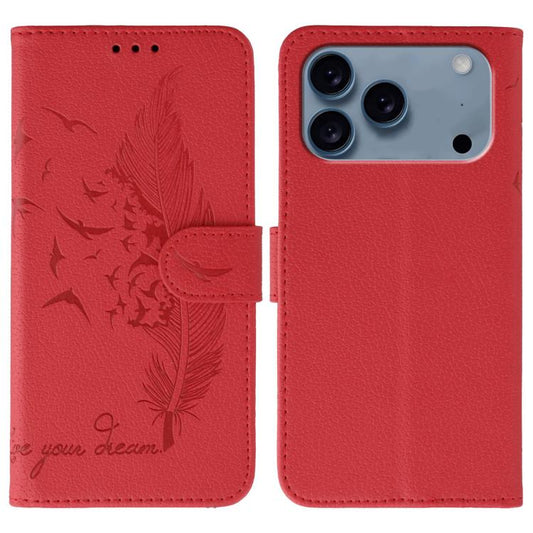 Feather Pattern Litchi Texture Leather Phone Case