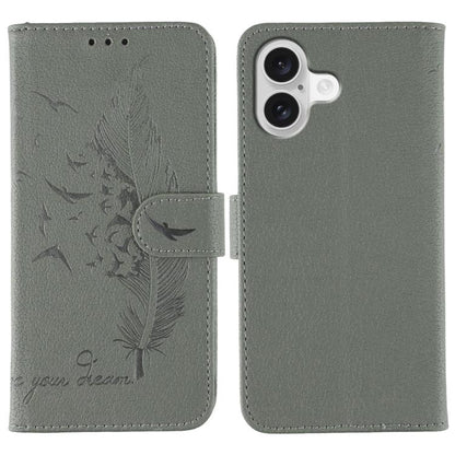 Feather Pattern Litchi Texture Leather Phone Case