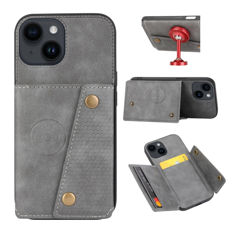 Double Buckle Card Slots PU + TPU Phone Case