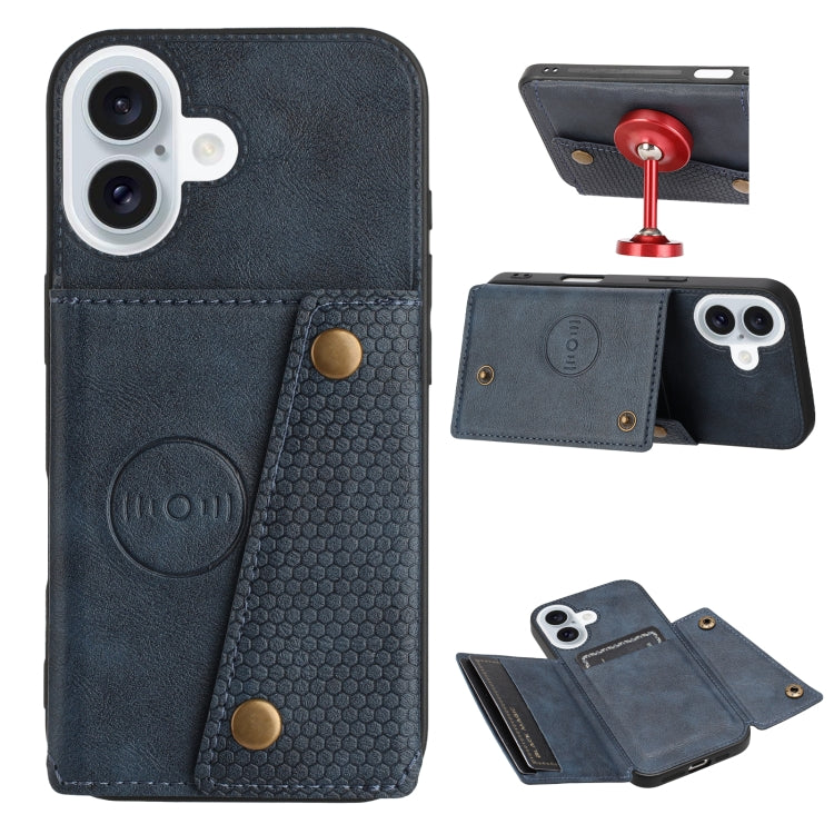 Double Buckle Card Slots PU + TPU Phone Case