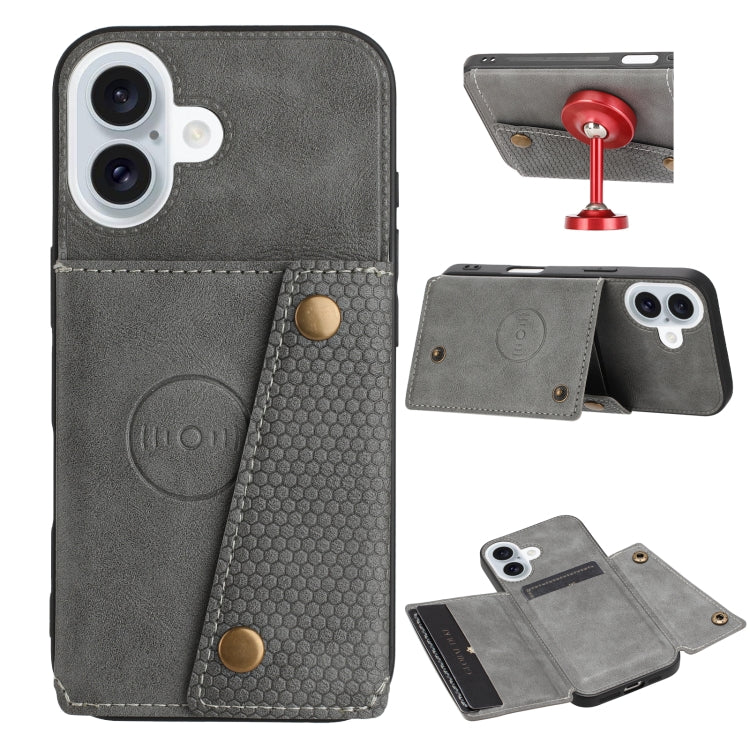 Double Buckle Card Slots PU + TPU Phone Case