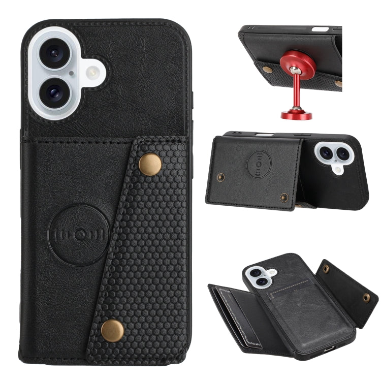 Double Buckle Card Slots PU + TPU Phone Case