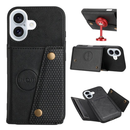 Double Buckle Card Slots PU + TPU Phone Case