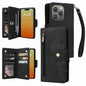 Rivet Buckle 9 Cards Three Fold Leather Phone Case