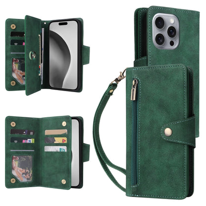 Rivet Buckle 9 Cards Three Fold Leather Phone Case