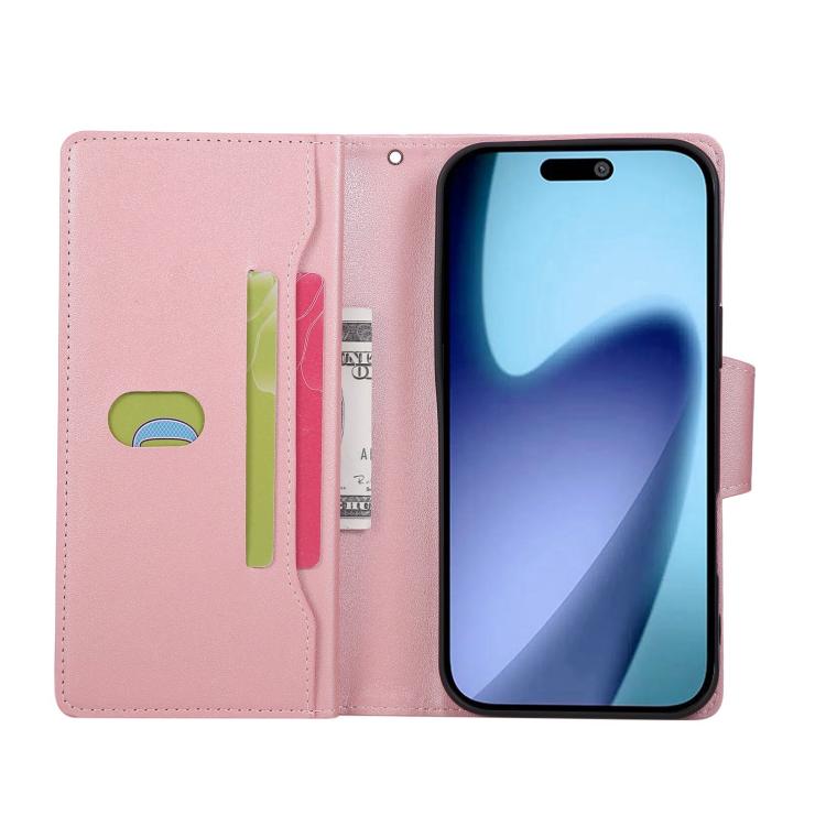 Rivet Buckle 9 Cards Three Fold Leather Phone Case