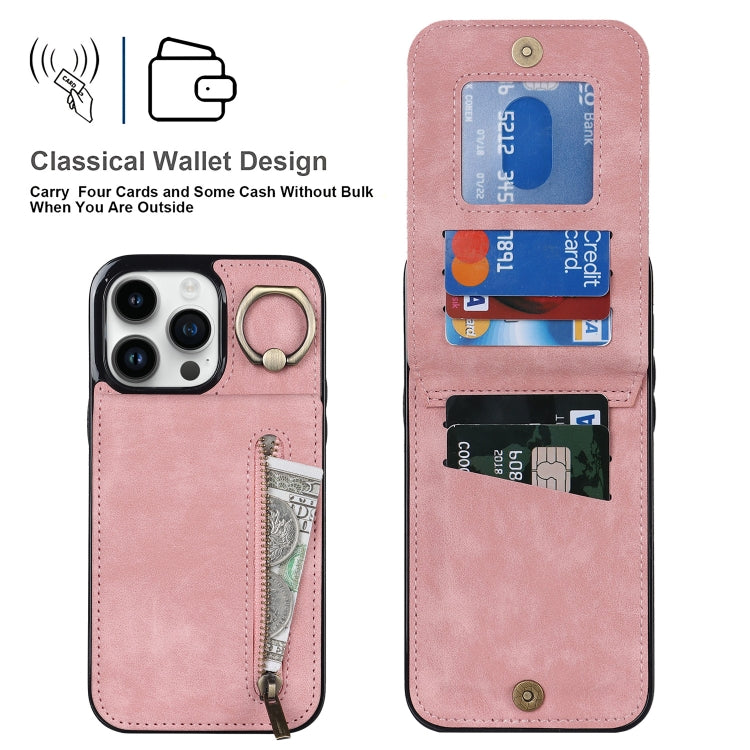 Retro Ring and Zipper RFID Card Slot Phone Case