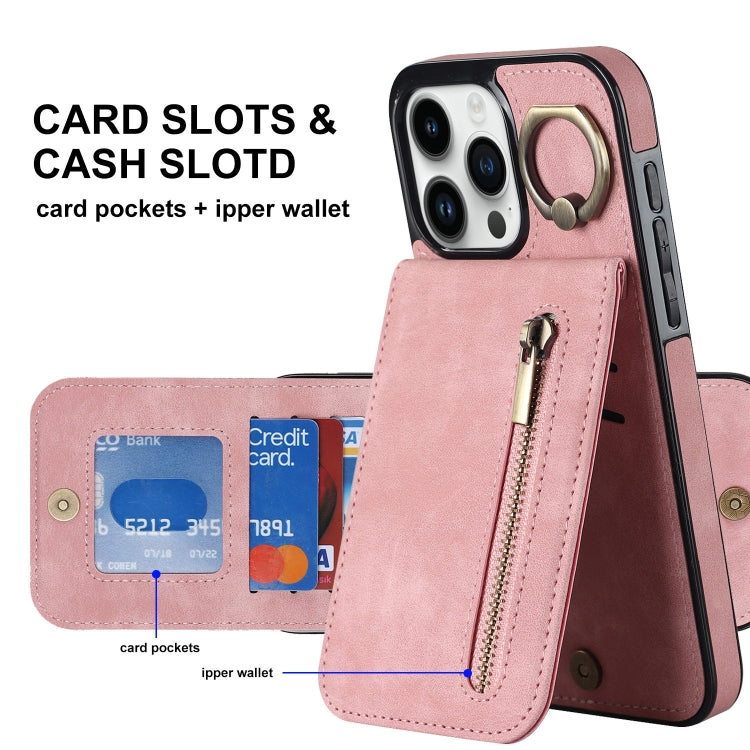 Retro Ring and Zipper RFID Card Slot Phone Case
