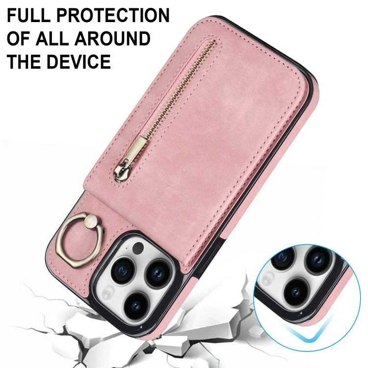Retro Ring and Zipper RFID Card Slot Phone Case