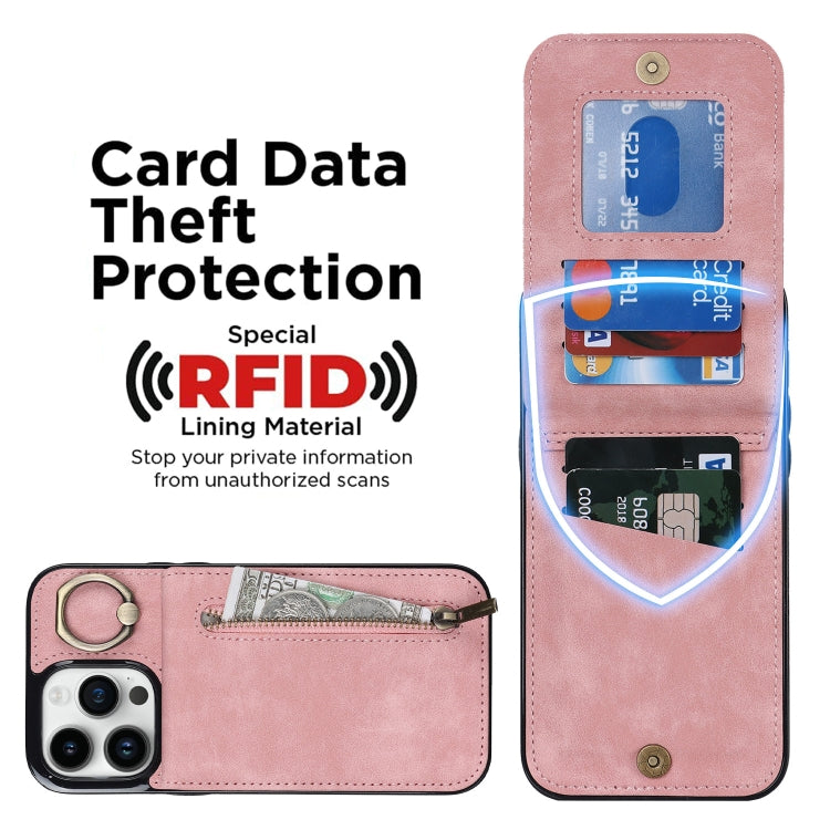 Retro Ring and Zipper RFID Card Slot Phone Case
