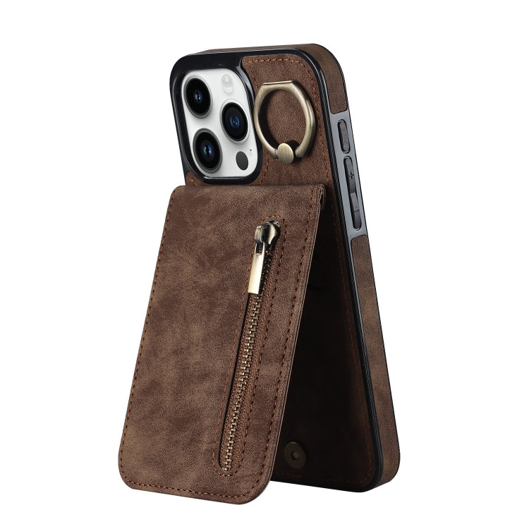 Retro Ring and Zipper RFID Card Slot Phone Case