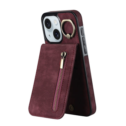 Retro Ring and Zipper RFID Card Slot Phone Case