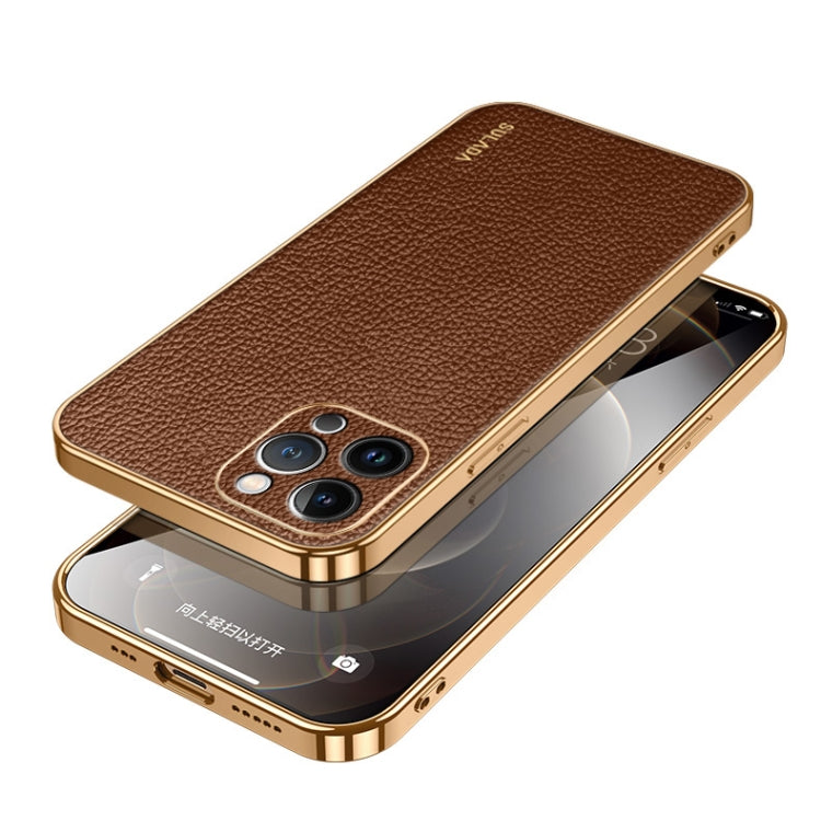 SULADA TPU + Litchi Texture Leather Phone Case