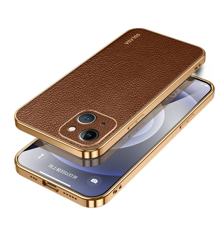 SULADA TPU + Litchi Texture Leather Phone Case