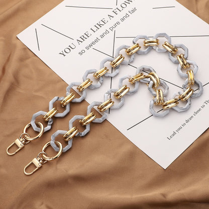L201 Octagonal Buckle Resin Contrast Thick Chain Phone Lanyard with Spacer