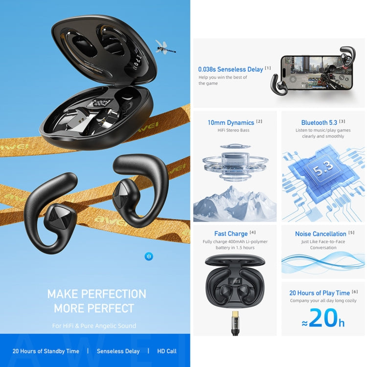 awei T67 Air Conduction TWS Bluetooth Earbuds
