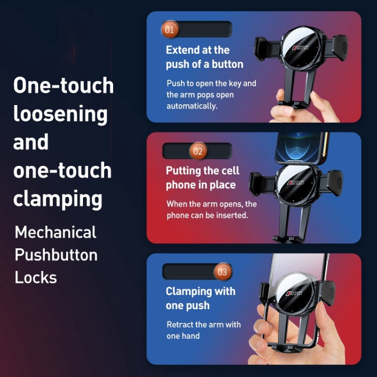 V70 Mechanical Lock Wireless Fast Charging Air Outlet Car Holder