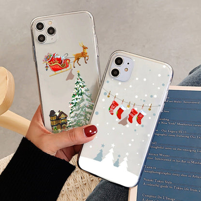 Christmas Colored Drawing Pattern High Transparent Soft TPU Phone Case