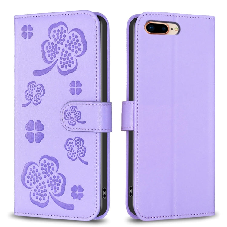 Four-leaf Embossed Leather Phone Case