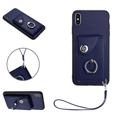 Organ Card Bag Ring Holder PU Phone Case with Lanyard