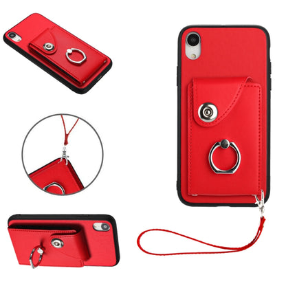 Organ Card Bag Ring Holder PU Phone Case with Lanyard