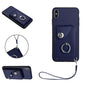 Organ Card Bag Ring Holder PU Phone Case with Lanyard