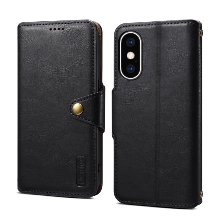 Denior Cowhide Texture Wallet Style Leather Phone Case