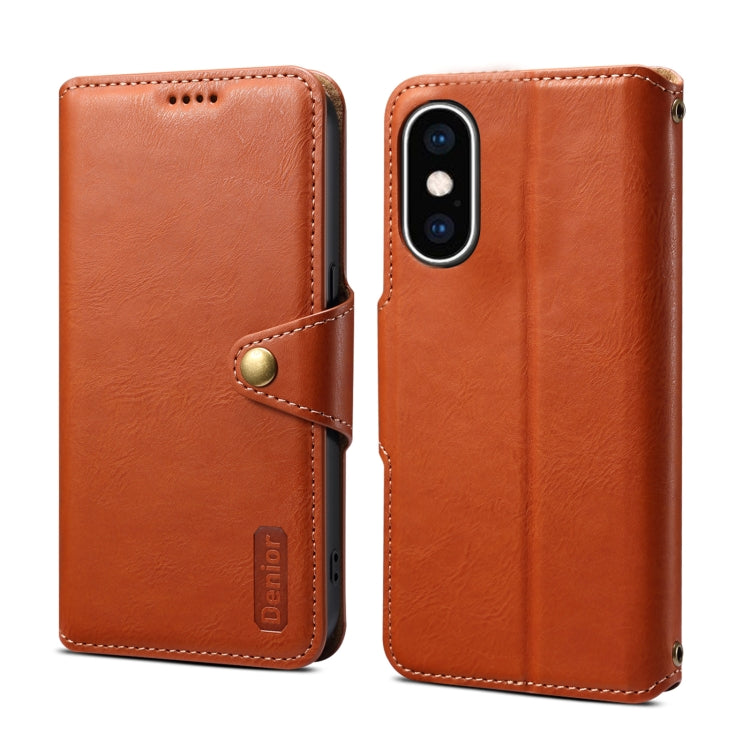 Denior Cowhide Texture Wallet Style Leather Phone Case