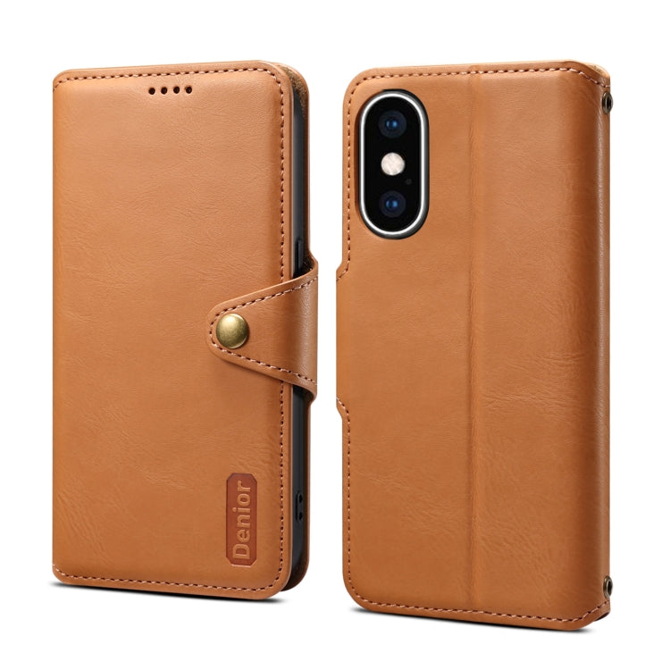 Denior Cowhide Texture Wallet Style Leather Phone Case