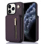 YM006 Skin Feel Zipper Card Bag Phone Case with Dual Lanyard