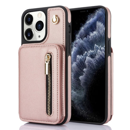 YM006 Skin Feel Zipper Card Bag Phone Case with Dual Lanyard