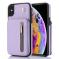 YM006 Skin Feel Zipper Card Bag Phone Case with Dual Lanyard