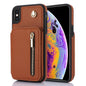 YM006 Skin Feel Zipper Card Bag Phone Case with Dual Lanyard