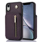 YM006 Skin Feel Zipper Card Bag Phone Case with Dual Lanyard