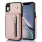 YM006 Skin Feel Zipper Card Bag Phone Case with Dual Lanyard