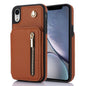 YM006 Skin Feel Zipper Card Bag Phone Case with Dual Lanyard
