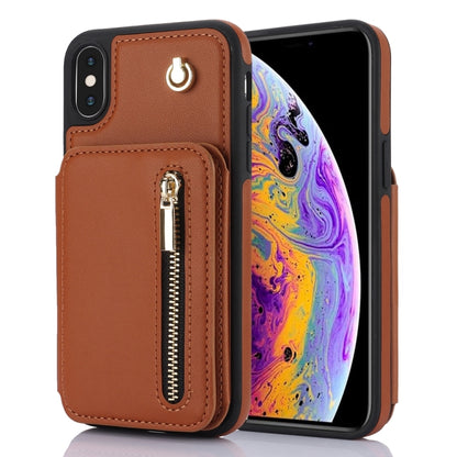 YM006 Skin Feel Zipper Card Bag Phone Case with Dual Lanyard