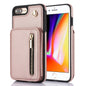 YM006 Skin Feel Zipper Card Bag Phone Case with Dual Lanyard