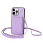 Rhombic Texture Card Bag RFID Phone Case with Long Lanyard