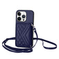 Rhombic Texture Card Bag RFID Phone Case with Long Lanyard