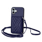 Rhombic Texture Card Bag RFID Phone Case with Long Lanyard