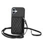 Rhombic Texture Card Bag RFID Phone Case with Long Lanyard