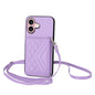 Rhombic Texture Card Bag RFID Phone Case with Long Lanyard